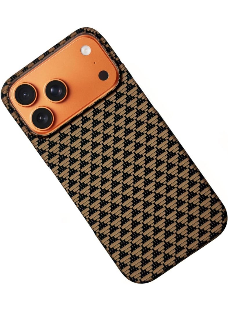 Phoni Ultra Slim Magnetic Case for iPhone 17 Pro, Compatible with MagSafe, Thin Lightweight Matte Phone Case, Carbon Fiber Style Texture, Raised Camera Protection (Champagne Weave – Gold Carbon) - Image 3